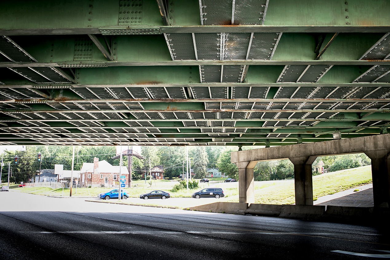 View underneath the New Florissant Road I-270 North underpass